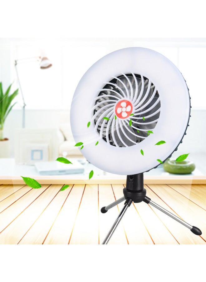 Loquat Outdoor Fan Light USB Rechargeable Outdoor Lighting With Light Camping Electric Fan Portable Camping Hanging Fan Light-Color:Outdoor Camping Fan Light Black (2400 Mah Battery + Power Bank + Power Su - Image 3