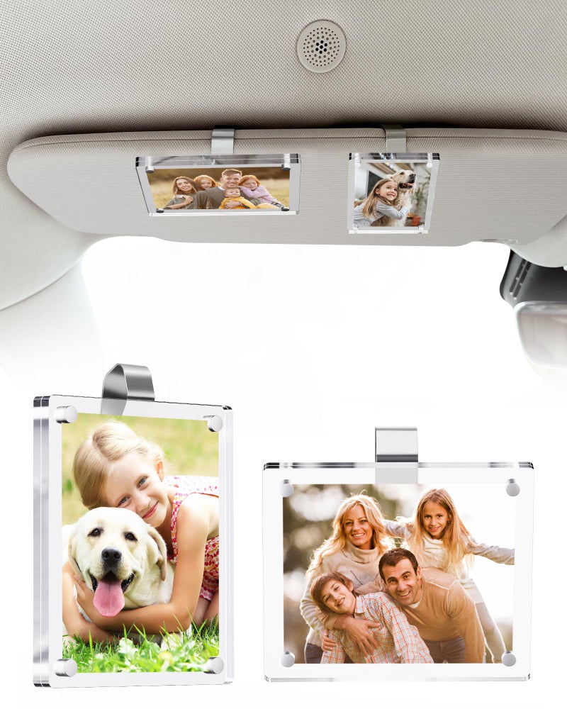 ESVNE 2Pcs 3x35 Magnetic Car Visor Photo Holders Strong Clipon Picture Frames for Sun Visor Personalized Photo Display for Family Pets Memories Car Accessories Christmas Gift with Secure Clips - Image 3