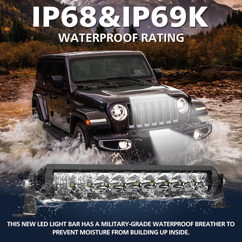 4WDKING 10 Inch LED Light Bar - Screwless Design 50W Off Road Spot Flood Combo - Image 2