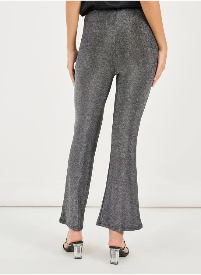 Styli Glitter Look Stretch Flared Pants