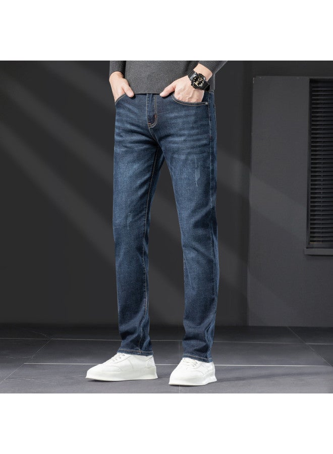 Fapai High-end Autumn/winter Business Stretch Men's Jeans Versatile Minimalist Embroidered Straight-leg Pants Men - Image 5