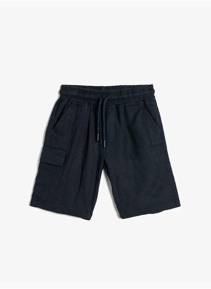 KOTON Linen Shorts Drawstring Pocket Detail