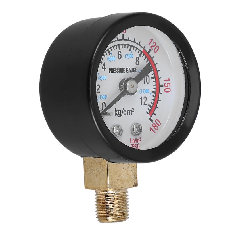 Liquid Filled Air Pressure Gauge 0 12Kg Bottom Mount Brass Fittings for Home Workshop - Image 2