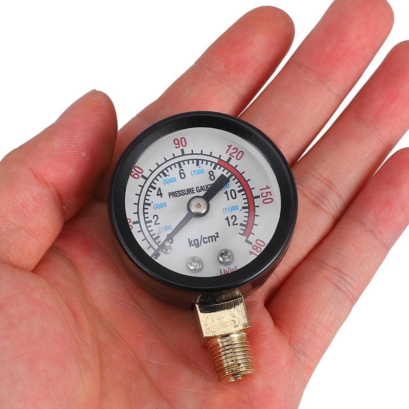 Liquid Filled Air Pressure Gauge 0 12Kg Bottom Mount Brass Fittings for Home Workshop - Image 4