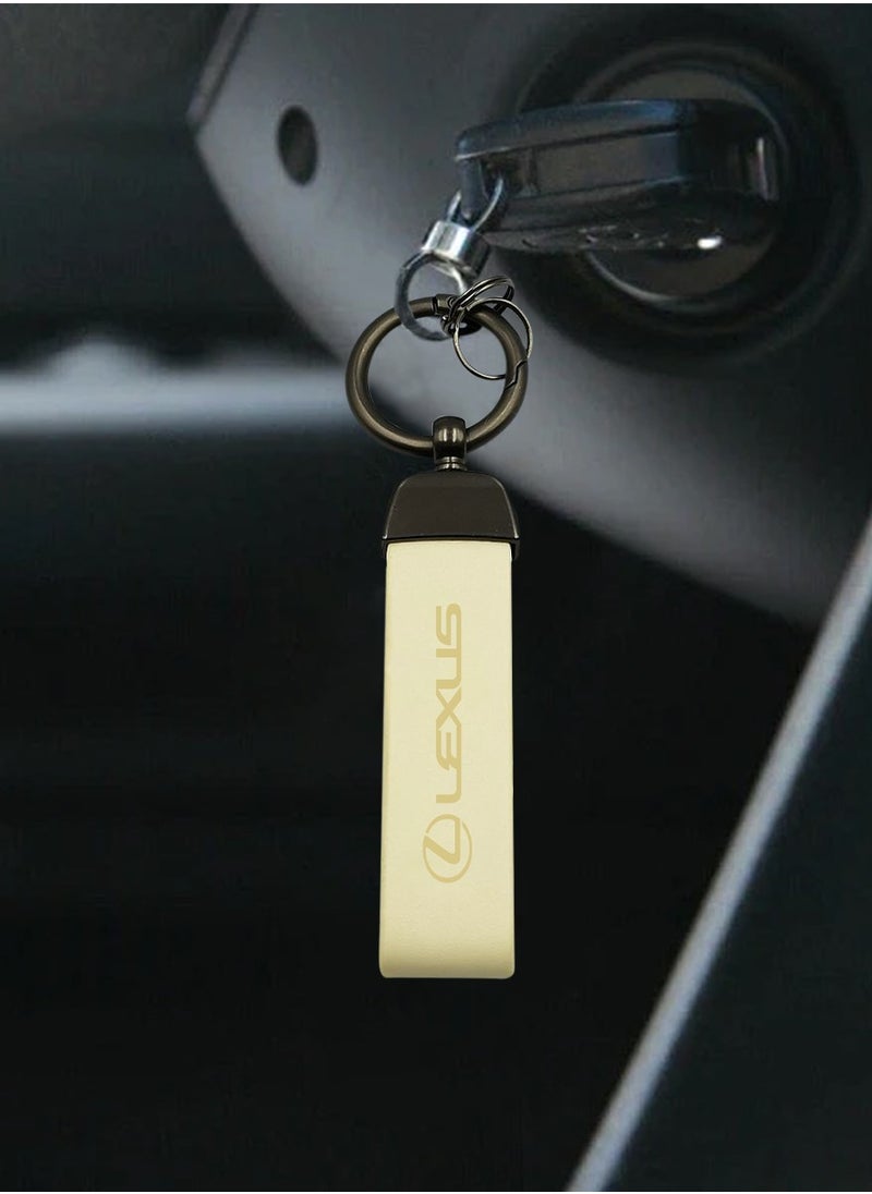 ليكساس سلسلة مفاتيح سيارة بشعار LEXUS بحزام من الجلد الصناعي وسلسلة مفاتيح بحلقة معدنية  - Image 3