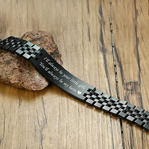 VNOX Father Dad Bracelet for Men - Stainless Steel Link Bracelet Personalized Engraved DAD Jewelry Father Day Birthday Gift for Men DAD Father from Daughter - Image 4