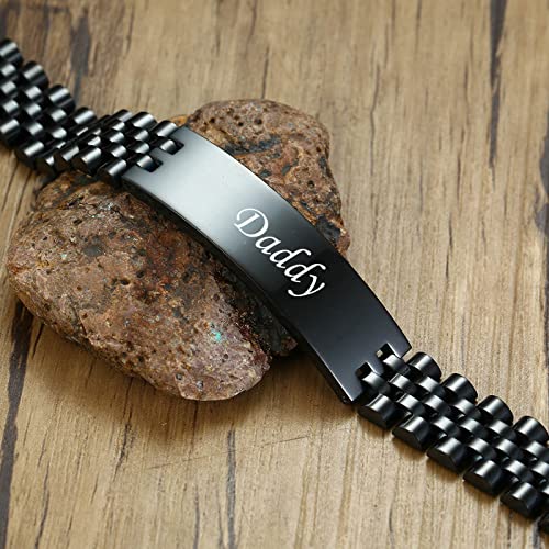 VNOX Father Dad Bracelet for Men - Stainless Steel Link Bracelet Personalized Engraved DAD Jewelry Father Day Birthday Gift for Men DAD Father from Daughter - Image 5