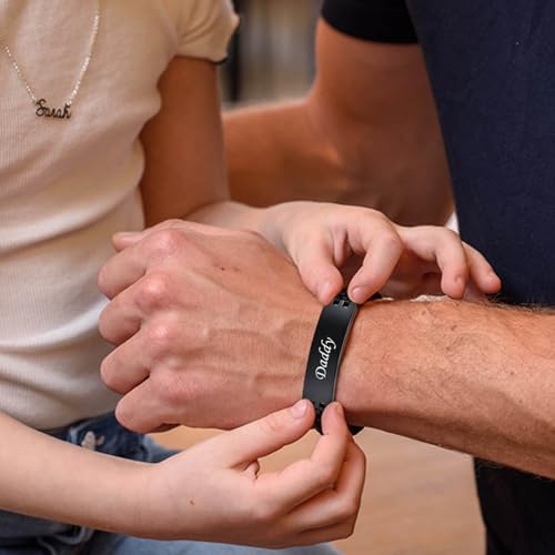 VNOX Father Dad Bracelet for Men - Stainless Steel Link Bracelet Personalized Engraved DAD Jewelry Father Day Birthday Gift for Men DAD Father from Daughter - Image 2