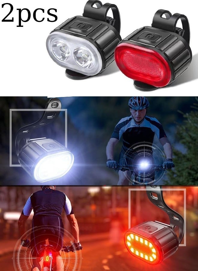 KANGLI 2 PCS Bike Lights Set, USB Rechargeable, Ultra Bright LED Cycle Light Front and Back Rear Light,  Waterproof Bike Light Set for Night Riding/Camping, Longer Battery Life - Image 1