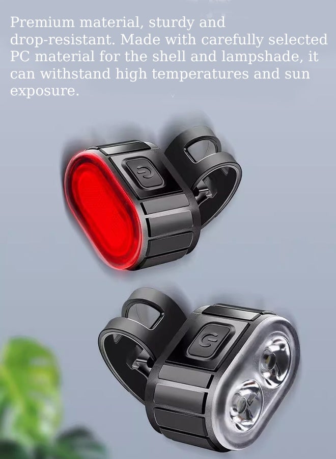 KANGLI 2 PCS Bike Lights Set, USB Rechargeable, Ultra Bright LED Cycle Light Front and Back Rear Light,  Waterproof Bike Light Set for Night Riding/Camping, Longer Battery Life - Image 3