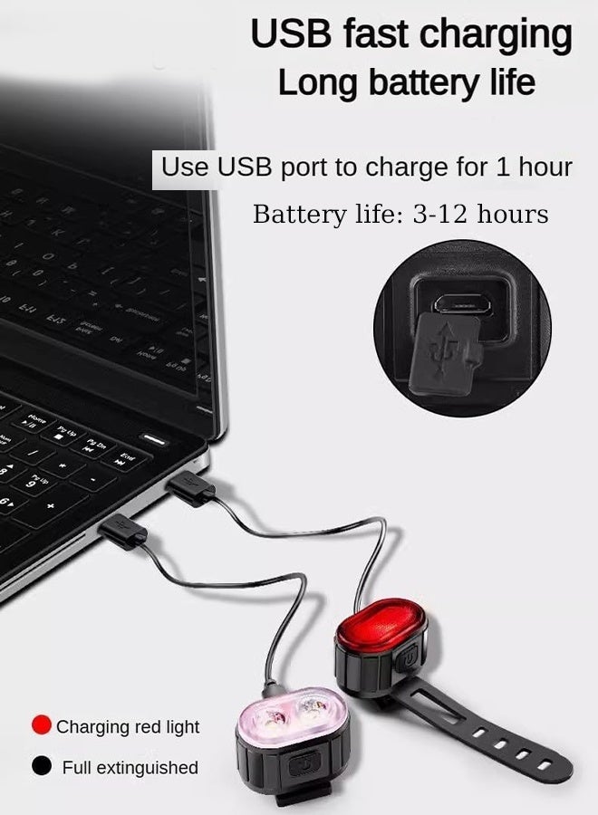 KANGLI 2 PCS Bike Lights Set, USB Rechargeable, Ultra Bright LED Cycle Light Front and Back Rear Light,  Waterproof Bike Light Set for Night Riding/Camping, Longer Battery Life - Image 4