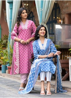 PRIYA’S PANACHE Premium Cotton Printed Kurta Set for Women | Indian Dress for Women | Traditional Dress Salwar Kameez Kurti Pant Dupatta Set | Ready to Wear Ethnic Kurta Set  - Image 4