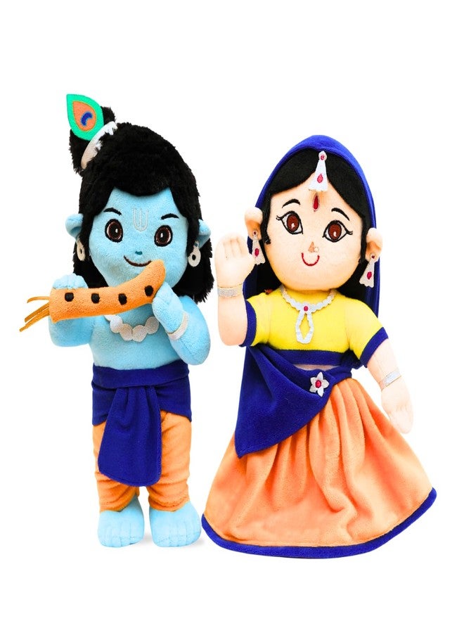 Panda's Box Lord Krishna & Radha Duo (Non-Musical) | Soft Plush Stuffed Toy | Non-Toxic, Safe | Divine Birthday & Festive Gift for Babies, Kids (Boys, Girls) | Free Colouring Book | 30CM - Image 1