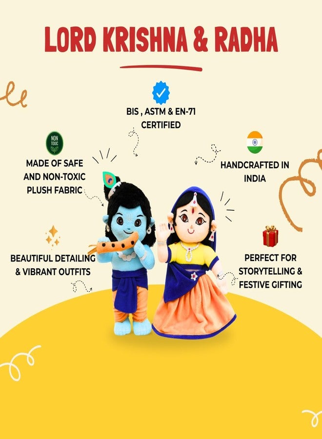 Panda's Box Lord Krishna & Radha Duo (Non-Musical) | Soft Plush Stuffed Toy | Non-Toxic, Safe | Divine Birthday & Festive Gift for Babies, Kids (Boys, Girls) | Free Colouring Book | 30CM - Image 3