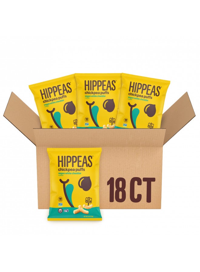 Hippeas Hippeas Chickpea Puffs, Vegan White Cheddar, 0.8 Ounce (Pack of 18), 3g Protein, 2g Fiber, Vegan, Gluten-Free, Crunchy, Plant Protein Snacks - Image 1