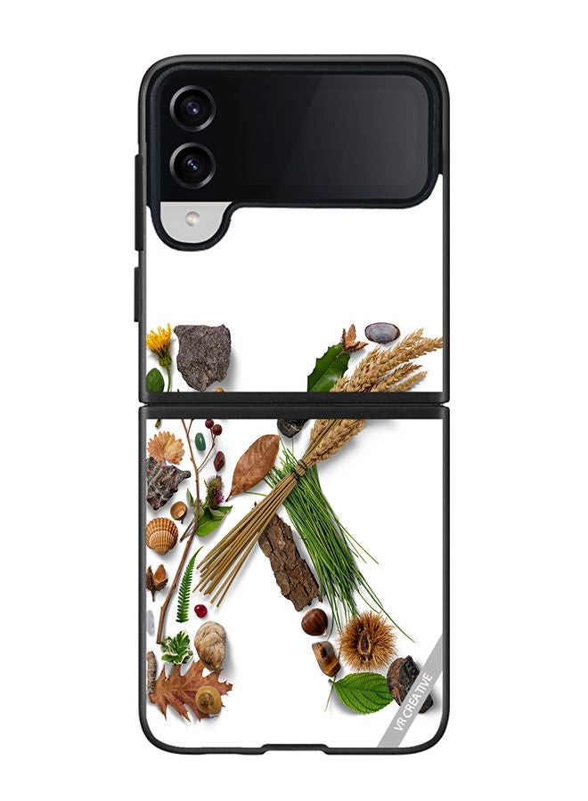 VR CREATIVE Protective Case Cover For Samsung Galaxy Z Flip4 Alphabet K Design Multicolour - Image 1