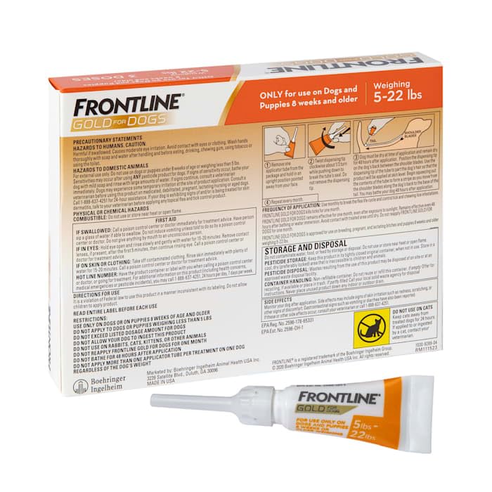 FRONTLINE Gold Flea & Tick Treatment for Small Dogs Up to 5 to 22 lbs., Pack of 3 - Image 2