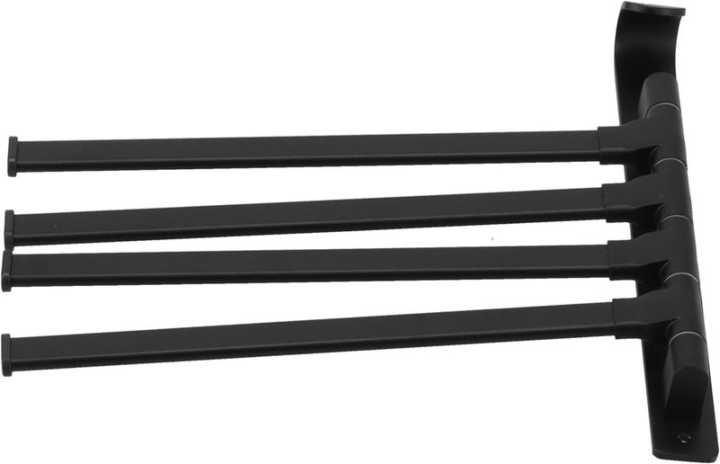 Rotating Towel Rack 4 Poles Foldable Wall Mounted Space Aluminum Matte Black for Bathroom Kitchen Balcony Hotel - Image 2