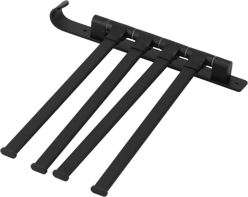 Rotating Towel Rack 4 Poles Foldable Wall Mounted Space Aluminum Matte Black for Bathroom Kitchen Balcony Hotel - Image 3