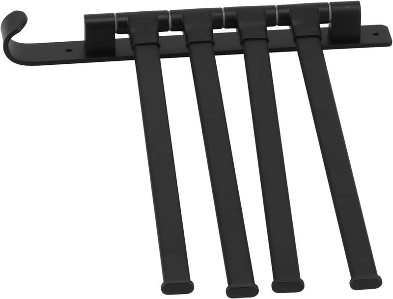 Rotating Towel Rack 4 Poles Foldable Wall Mounted Space Aluminum Matte Black for Bathroom Kitchen Balcony Hotel - Image 5