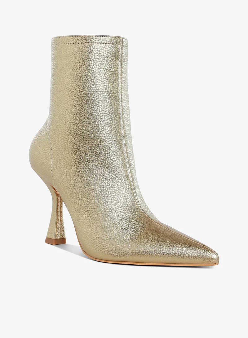 London Rag London Rag Women's Metallic Pointed Toe Ankle Boots in Gold