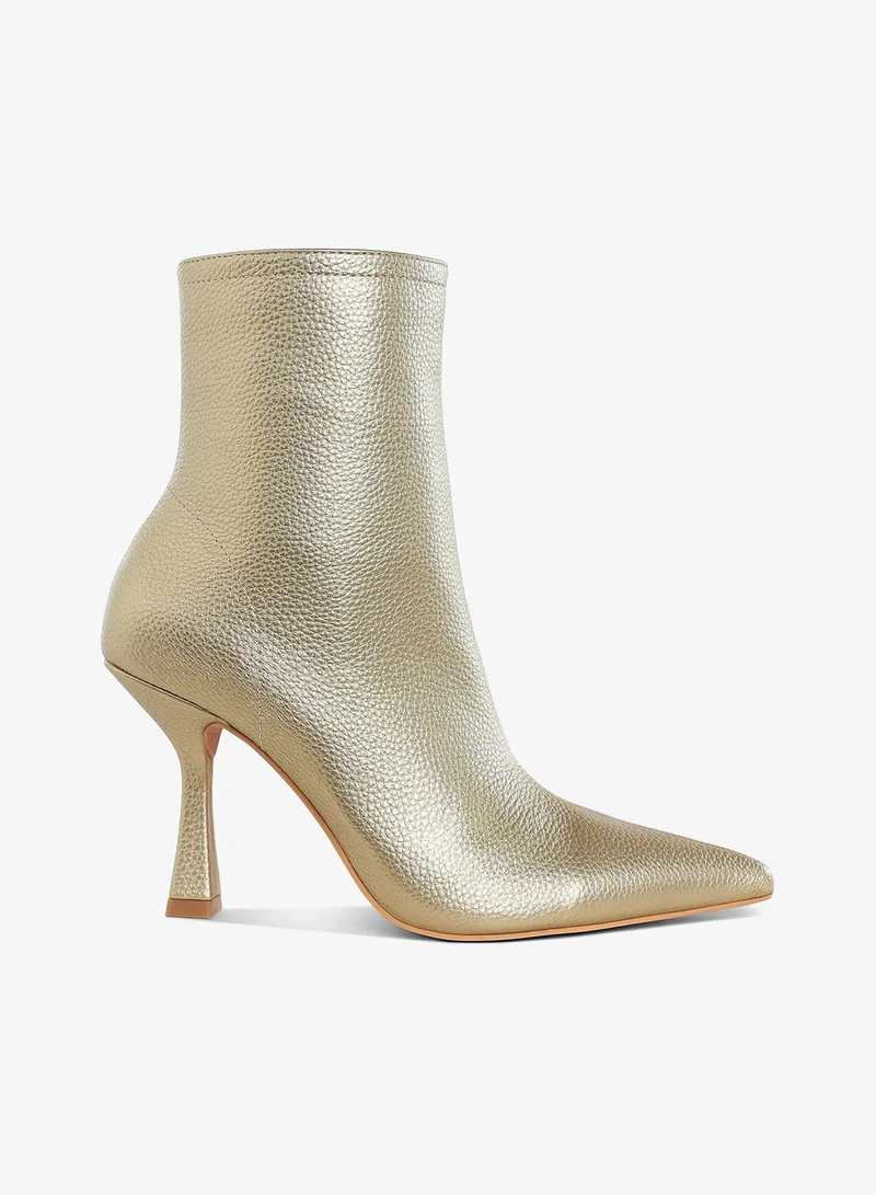 London Rag London Rag Women's Metallic Pointed Toe Ankle Boots in Gold