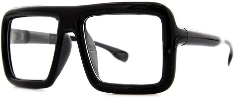 grinderPUNCH Thick Square Frame Clear Lens Glasses Eyeglasses Super Oversized Fashion and Costume 2 Pack - Matte Black - Image 1