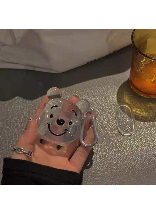 Generic - Creative Crystal Winnie the Pooh Transparent Soft Adhesive Protective Case Cover for Apple AirPods 1/2 for Men Women - Image 1