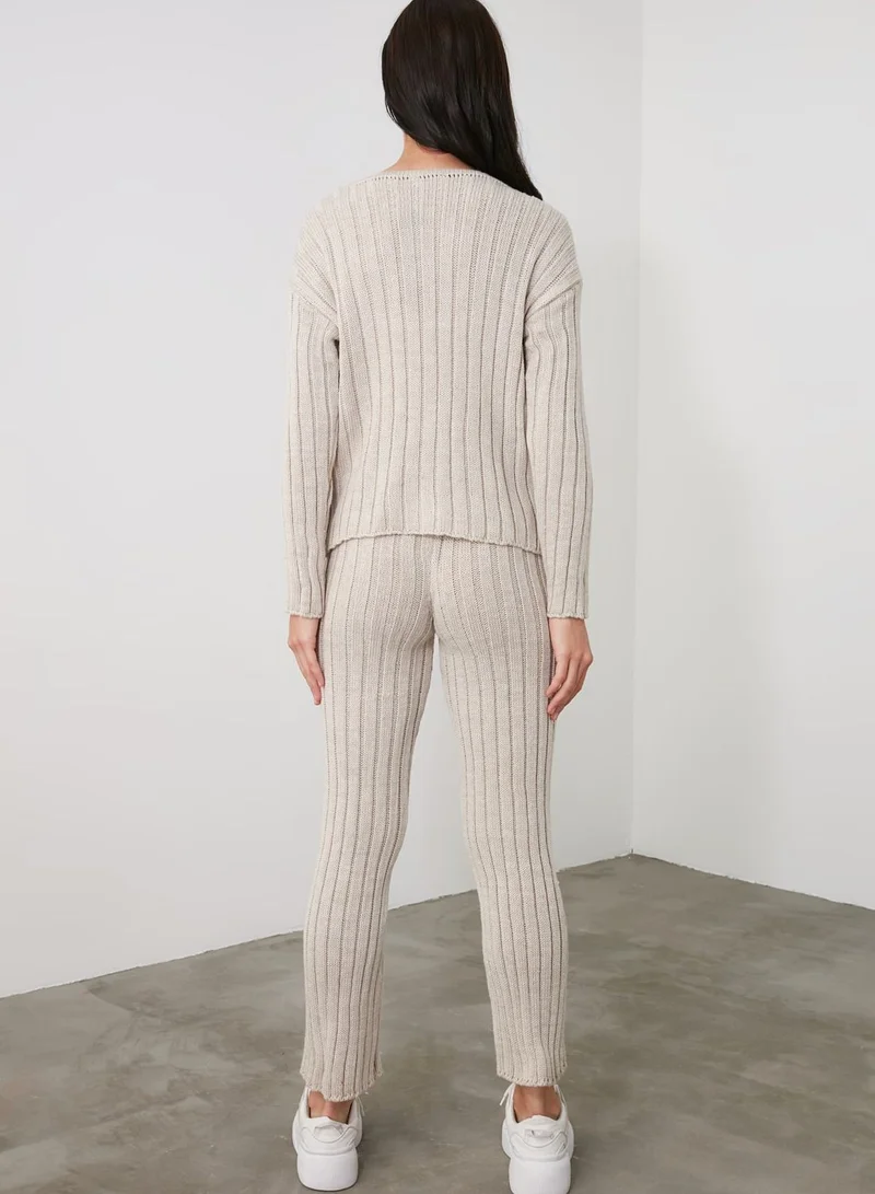 trendyol Ribbed Cardigan & Pant Set
