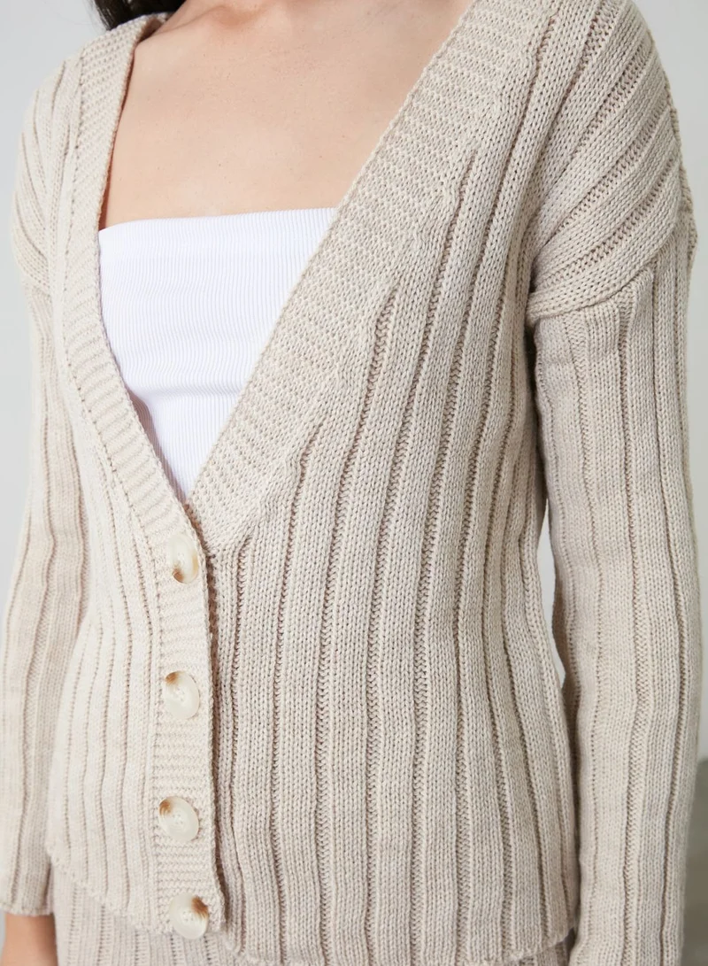 trendyol Ribbed Cardigan & Pant Set