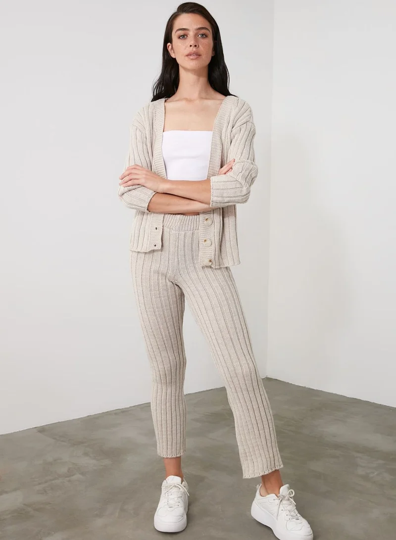 trendyol Ribbed Cardigan & Pant Set