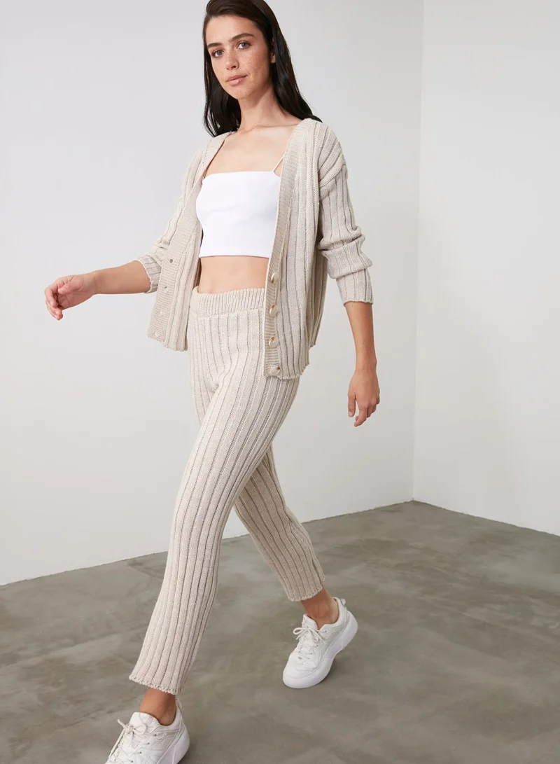 trendyol Ribbed Cardigan & Pant Set