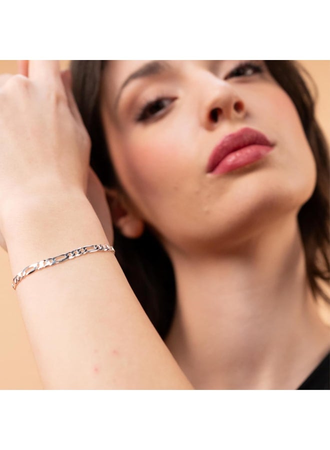 QUADRI - سوار سلسلة فيجارو من الفضة الإسترلينية عيار 925 الإيطالية مقاس 5 مم للنساء والرجال والفتيات والأولاد - من 7 إلى 9 بوصات - جودة ممتازة، صنع في إيطاليا، معتمد - صندوق هدايا متضمن - Image 5