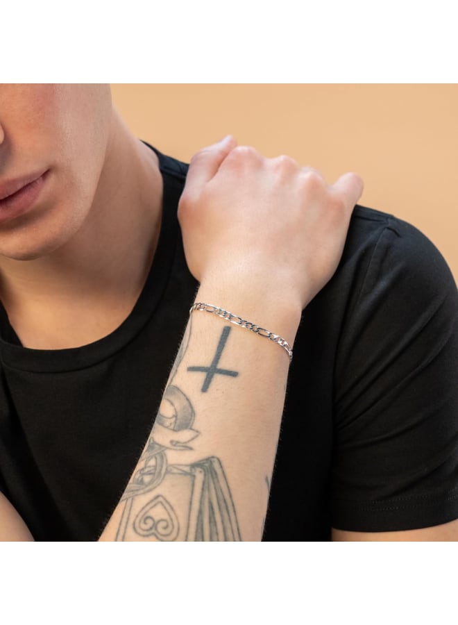 QUADRI - سوار سلسلة فيجارو من الفضة الإسترلينية عيار 925 الإيطالية مقاس 5 مم للنساء والرجال والفتيات والأولاد - من 7 إلى 9 بوصات - جودة ممتازة، صنع في إيطاليا، معتمد - صندوق هدايا متضمن - Image 3