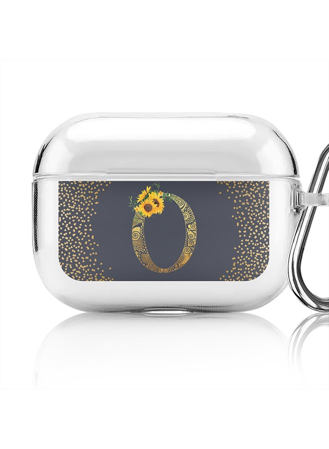 Stylizedd Classic Clear printed Case for Apple AirPods Pro 2nd Generation Thin Transparent Cover - Custom Monogram Initial Letter Mandala Floral Pattern Alphabet - O (Grey ) - Image 1