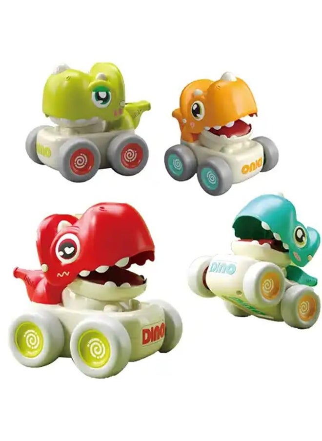 BAYBEE Baybee Dinosaur Toys Push & Go Car Toys For Kids Toddler With light and Music Cute &Funny Diecast Birthday Gift Toys for Boys,Girls Pack of 4  - Image 1
