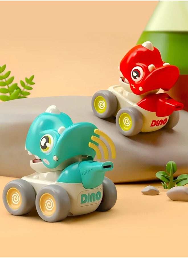 BAYBEE Baybee Dinosaur Toys Push & Go Car Toys For Kids Toddler With light and Music Cute &Funny Diecast Birthday Gift Toys for Boys,Girls Pack of 4  - Image 3