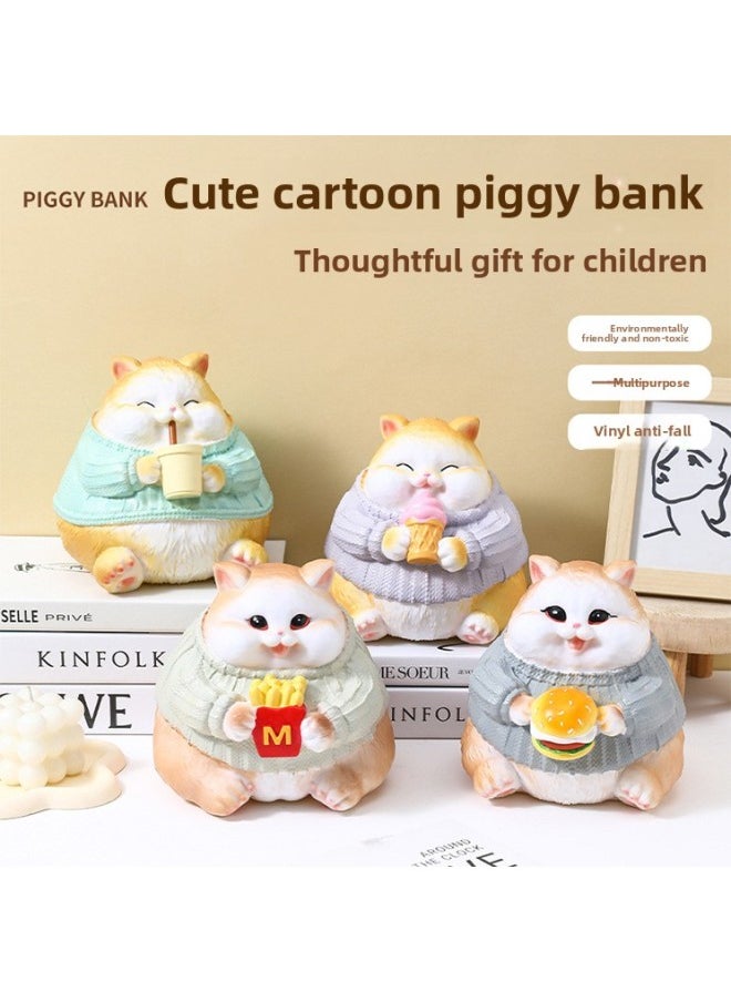 Generic - 2024 Food Cat Can Enter And Exit Piggy Bank 3-10 Years Old To Cultivate Savings Habits Children's Piggy Bank-Color:Foodie Cat-ice Cream-Size:Large (available For Storage And Retrieval) Piggy Bank - Image 1