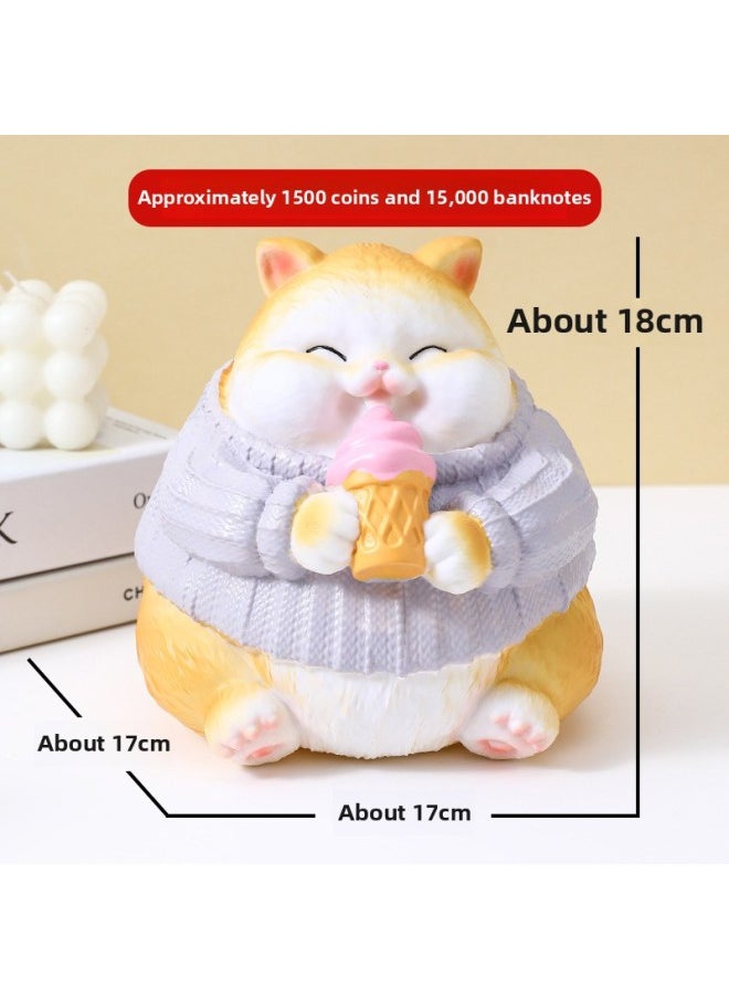Generic - 2024 Food Cat Can Enter And Exit Piggy Bank 3-10 Years Old To Cultivate Savings Habits Children's Piggy Bank-Color:Foodie Cat-ice Cream-Size:Large (available For Storage And Retrieval) Piggy Bank - Image 1