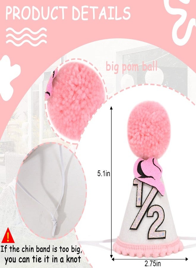 BEADED Cowgirl 1/2 Birthday Party Hat - Cowgirl 1/2 Birthday Decorations,Half Way To One Hat Smash Cake Decor,6 Month Western (pink) - Image 2