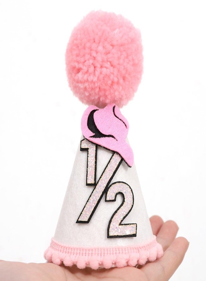 BEADED Cowgirl 1/2 Birthday Party Hat - Cowgirl 1/2 Birthday Decorations,Half Way To One Hat Smash Cake Decor,6 Month Western (pink) - Image 3
