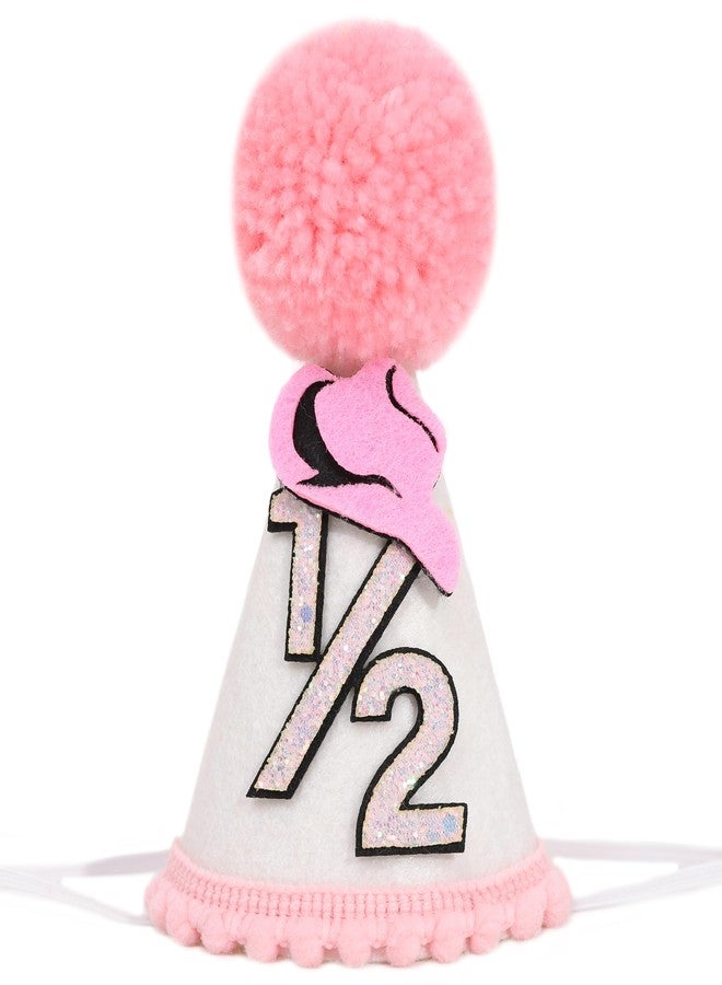 BEADED Cowgirl 1/2 Birthday Party Hat - Cowgirl 1/2 Birthday Decorations,Half Way To One Hat Smash Cake Decor,6 Month Western (pink) - Image 1