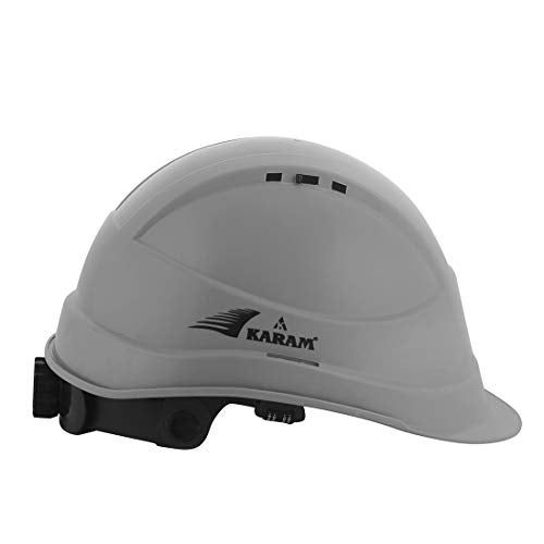 KARAM PN542 Safety Helmet for Men Industrial & Construction Helmet | Ratchet Type Adjustment with Adjustable Chin Strap | Ventilation & Side Slot for Attachment | EN Certified Hard Hat | Apex Grey - Image 4