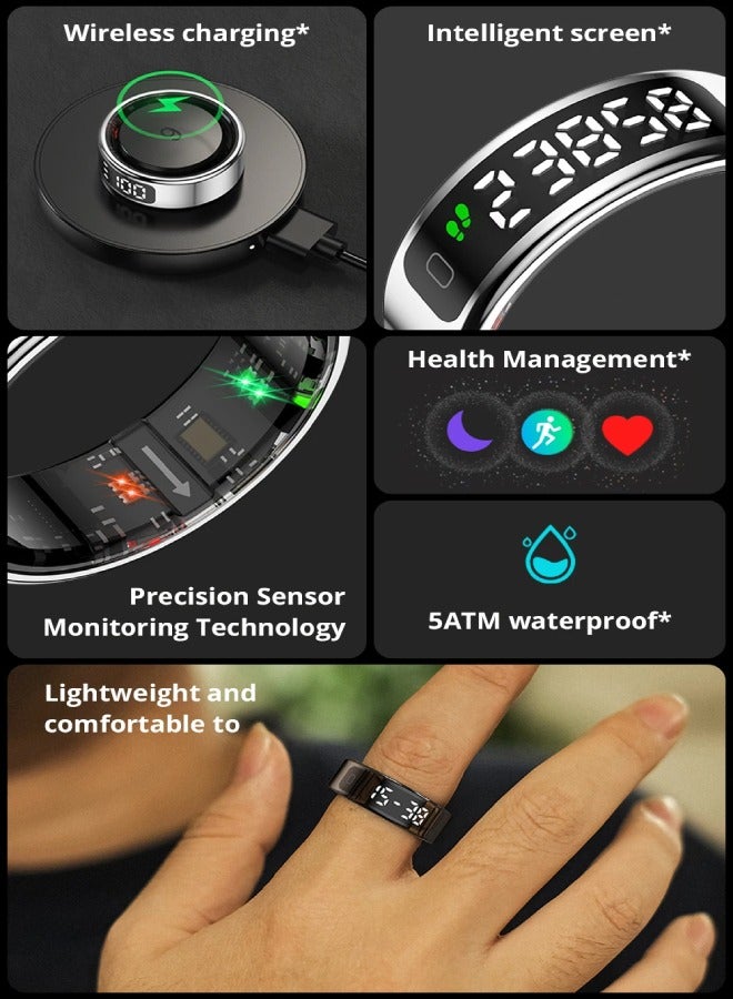 COLMI R12 Smart Ring with Display Screen and Touch, Health Manager, Wireless Charging, 5 ATM Waterproof For Men Women - Image 3