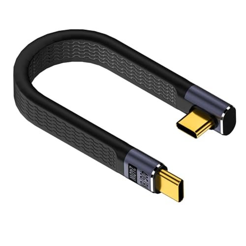 MICROWARE Short USB C to USB C Cable 5inch, 90 Degree Right Angle Type C Cable 240W, Mack-Book, Galaxy S23, External SSD, Docking Station (Middle Angle) - Image 1