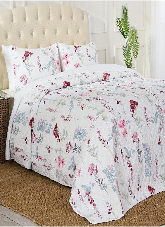 mellanni - Mellanni Bedspread Coverlet Set - King Bedding Cover with Shams - Ultrasonic Quilting Technology - 3 Piece Oversized Quilt King Size Set - Bedspreads & Coverlets (King, Floral Multi) - Image 1