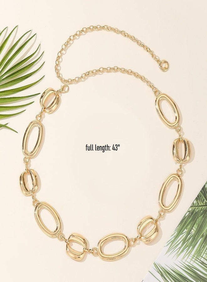 QFSH Women Waist Chain Belt Circular Metallic Boho Body Chain for Dresses Jeans Outfits Jewelry Accessory for Party (Gold 2) - Image 3