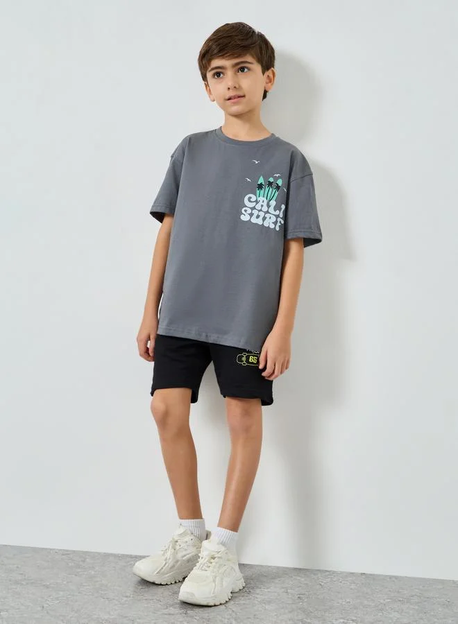 Styli Boys Grey Graphic Print T-Shirt