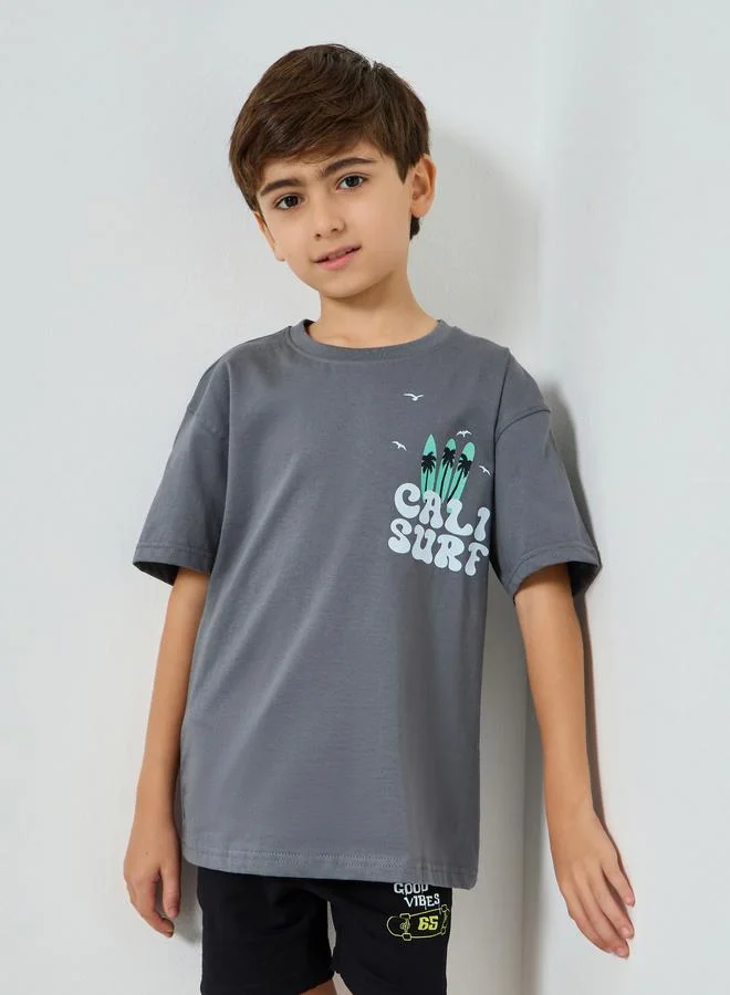 Styli Boys Grey Graphic Print T-Shirt