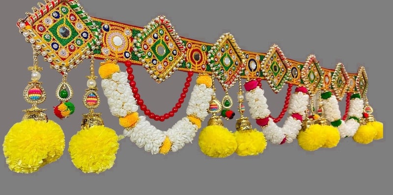 PREETENCYJaipuri Sqiure Ring Door Hanging ToranTraditional Main Gate Toran for Home DecorationHandmade Diwali Decoration SIZE3Fits - Image 2